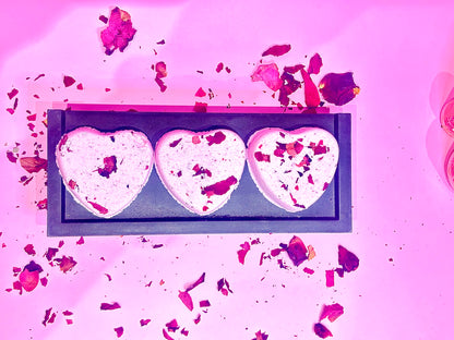 Strawberry Rose Heart Shaped Bath Bombs