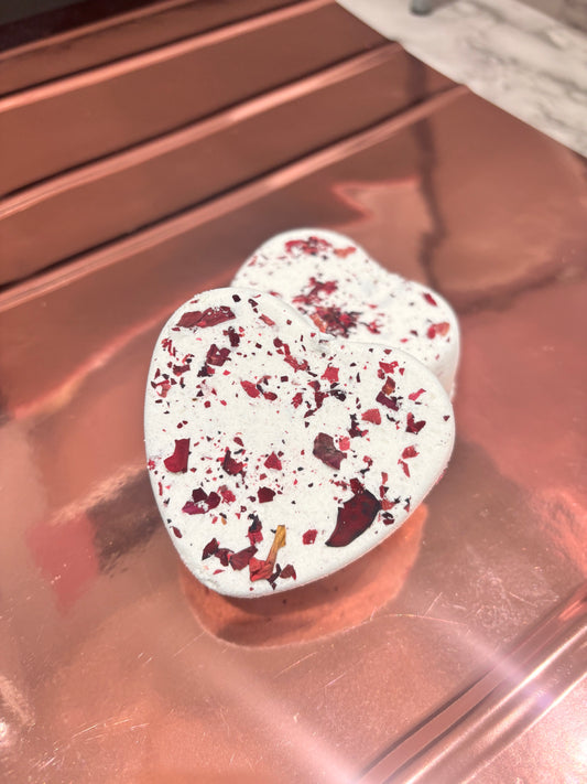 Strawberry Rose Heart Shaped Bath Bombs (White)