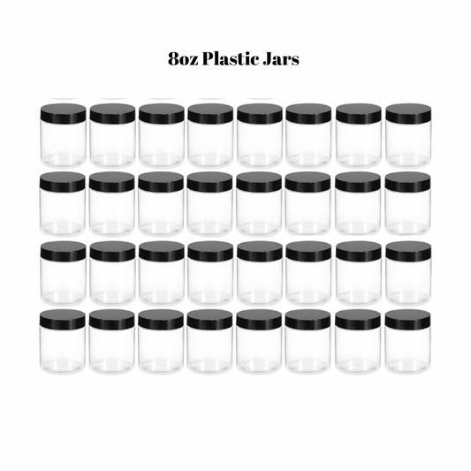 Plastic Jars 8oz With Black Lids